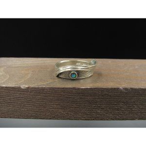 Size 8 Sterling Silver Small Opal Unique Style Band Ring Vintage Statement